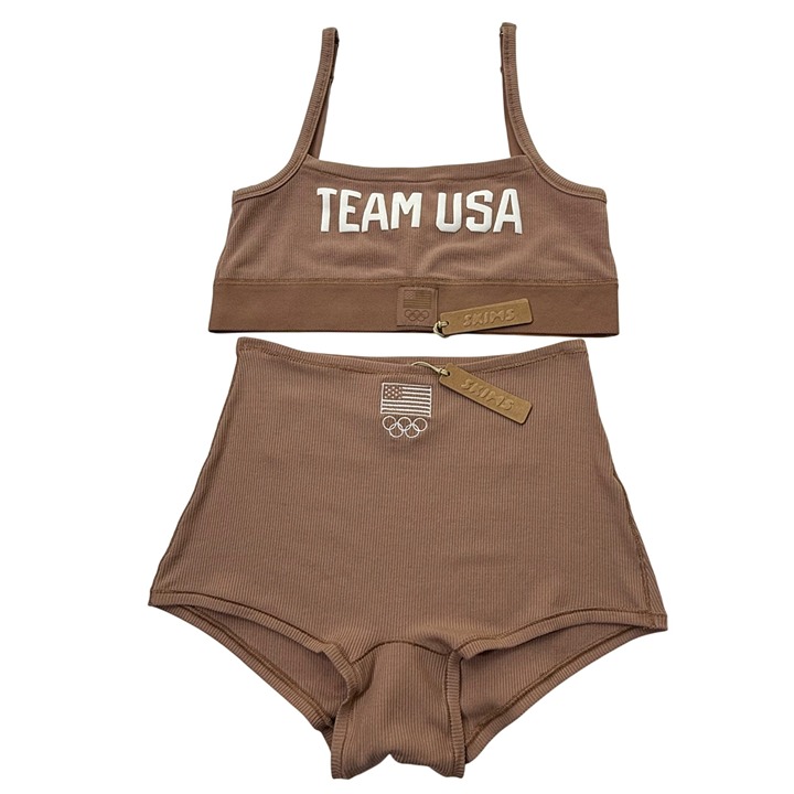 SKIMS Soft Lounge Bralette + Boy Short Set Team USA Sienna Medium