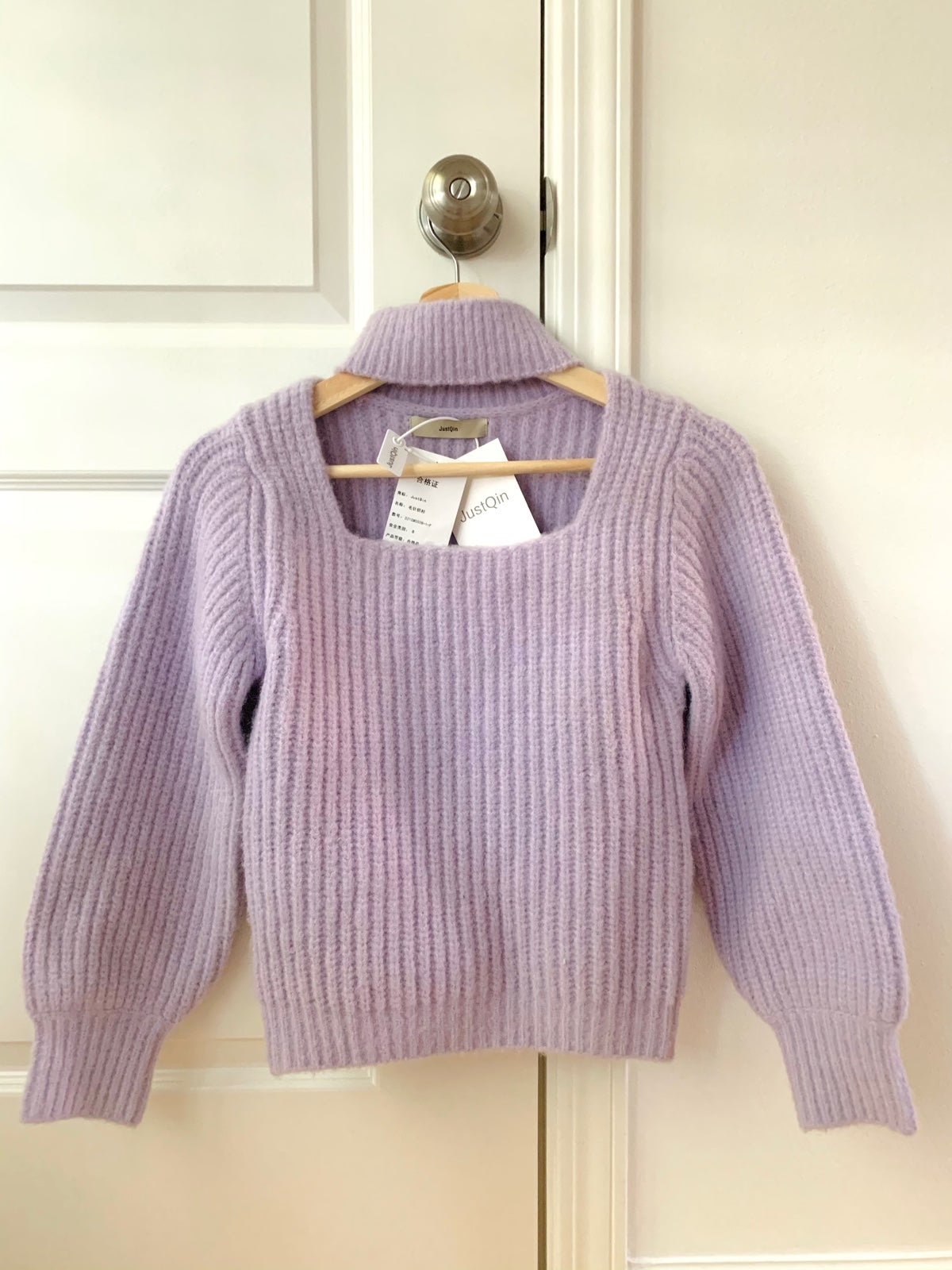 Lavender Purple Sweater cropped cut out front