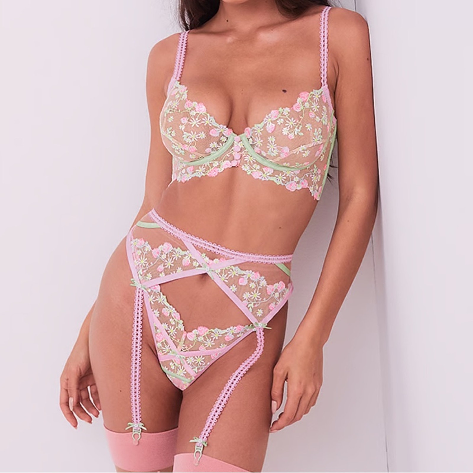 For Love And Lemons Tutti Fruiti Shimmer Garter Belt