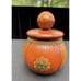 Leather Wrapped Glass Humidor Italy Green Glass Round Jar Lid Vintage Beautiful!