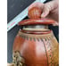 Leather Wrapped Glass Humidor Italy Green Glass Round Jar Lid Vintage Beautiful!
