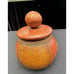 Leather Wrapped Glass Humidor Italy Green Glass Round Jar Lid Vintage Beautiful!