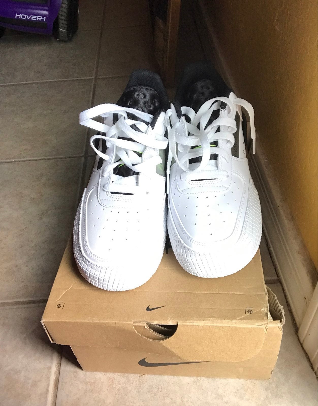 Nike shops Air Force 1 Type Shoes in White/Black/Volt