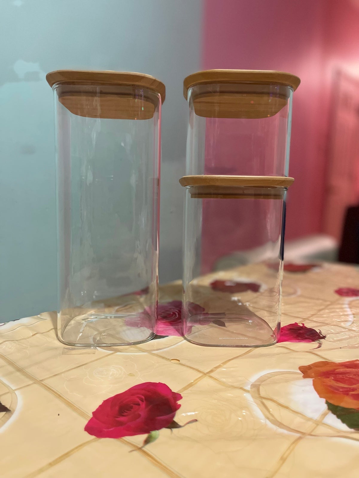 Tupperware Glass Container With Bambú Lids