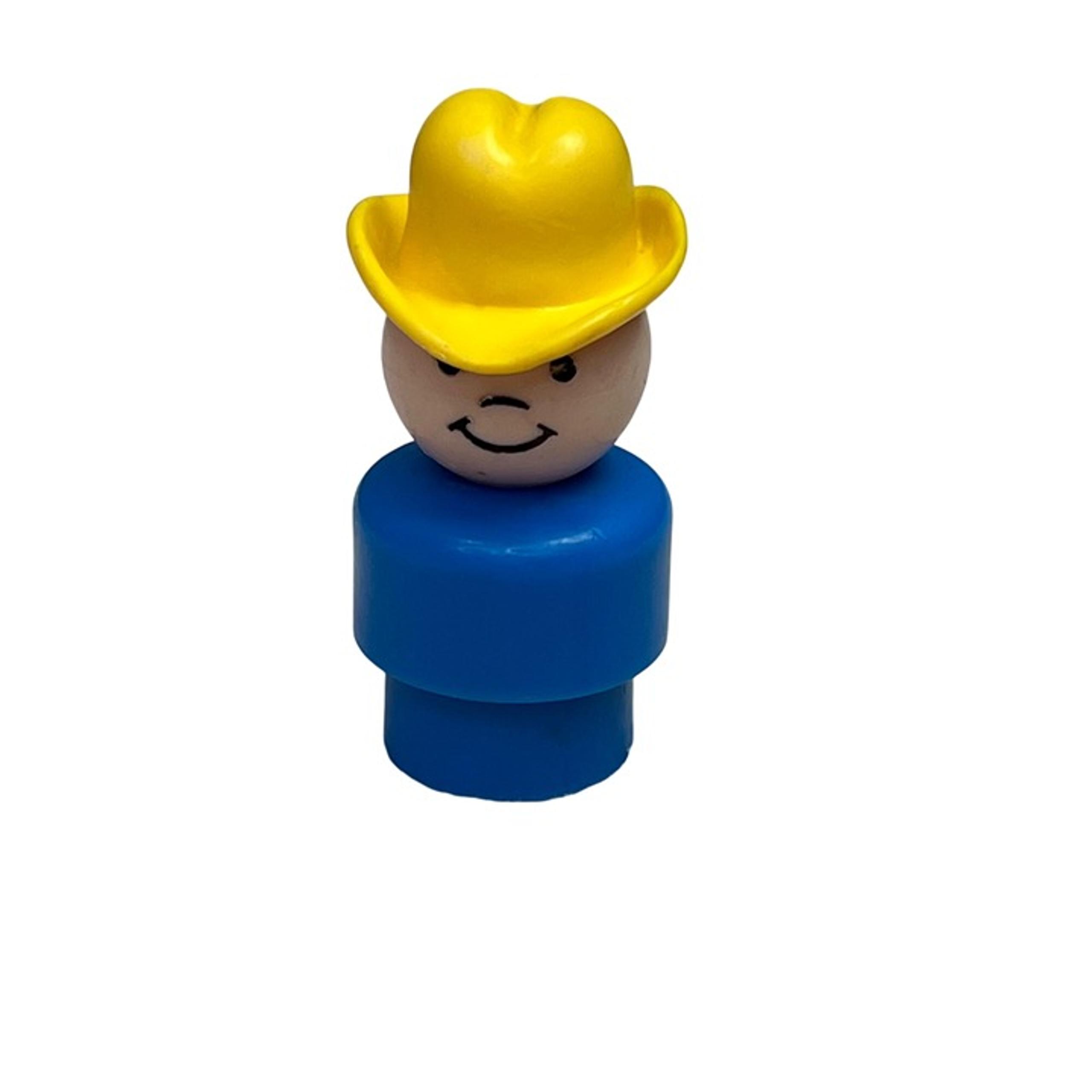 Vintage Fisher Price Little People Blue Boy Cowboy Hat Play Family Farm 1980s