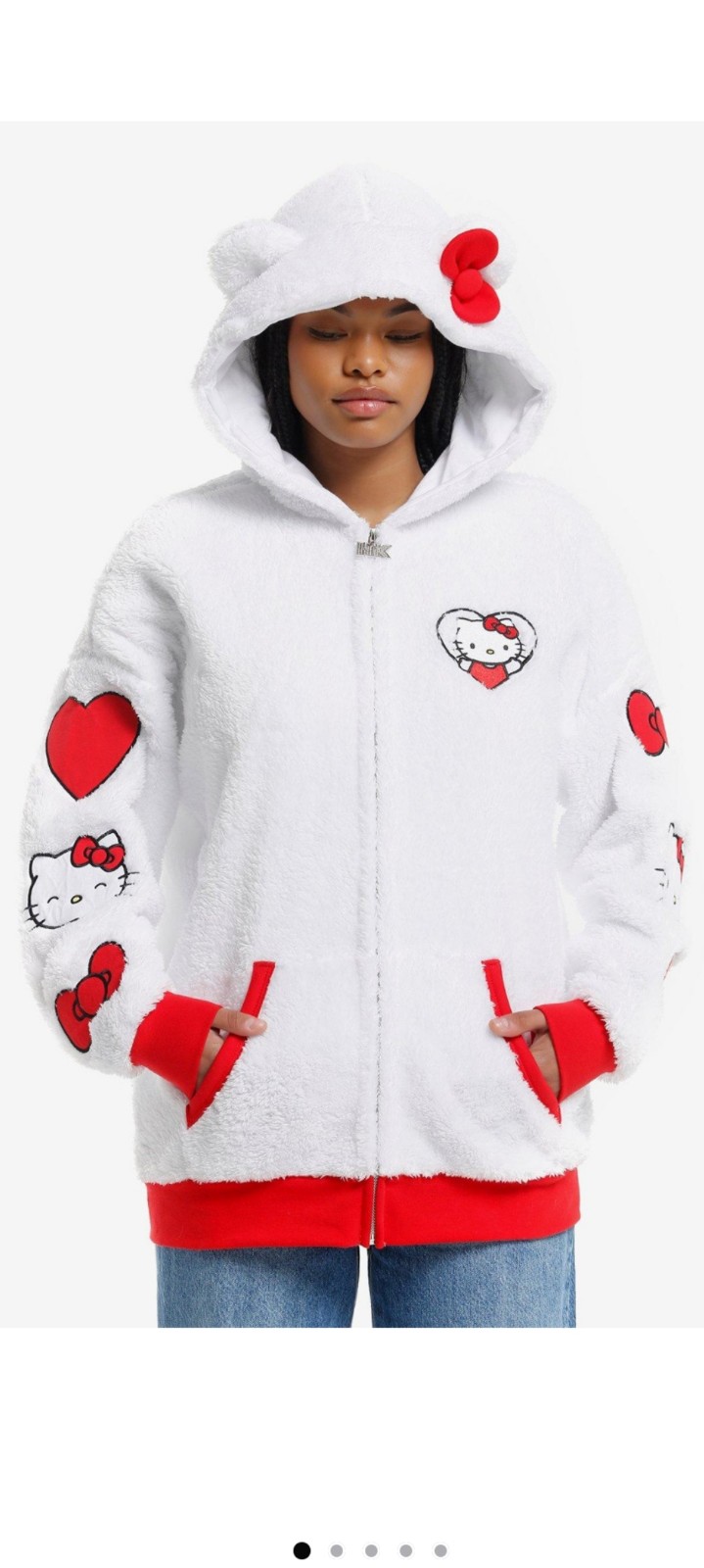 Hello Kitty 3D Ears Patch Sherpa Hoodie size XL