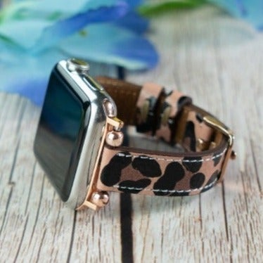 Pink Leopard Leather Apple Watch Band