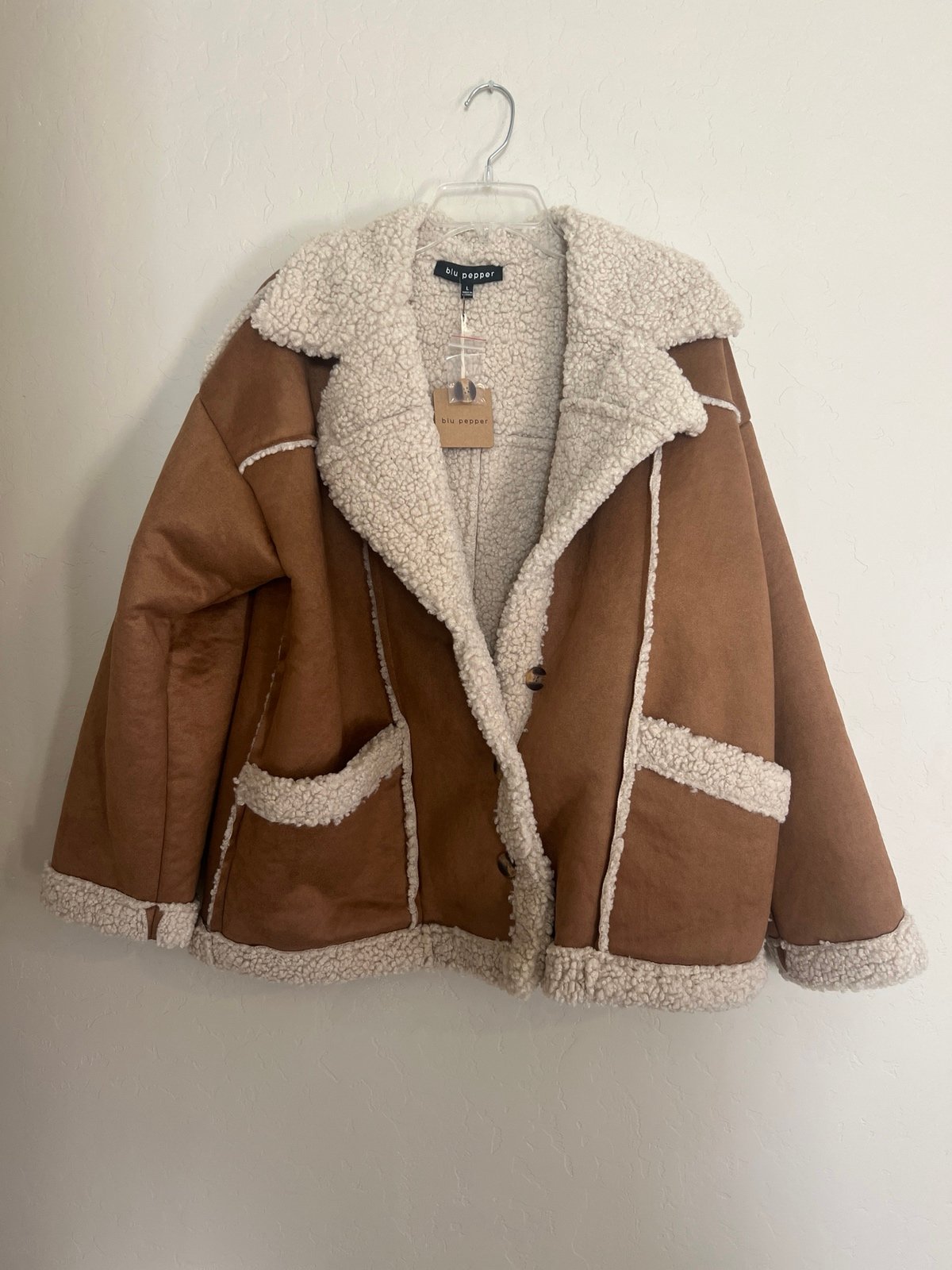 NWT Blu Pepper Sherpa Suede jacket size large