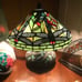Dragonfly Tiffany Style Sea Green Stained Glass Table Lamp Mosaic Base 10.25in T