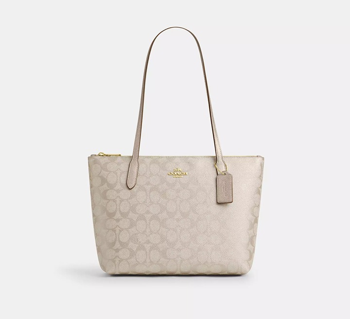 COACH Fiona Small Zip Tote Bag - Champagne Multi