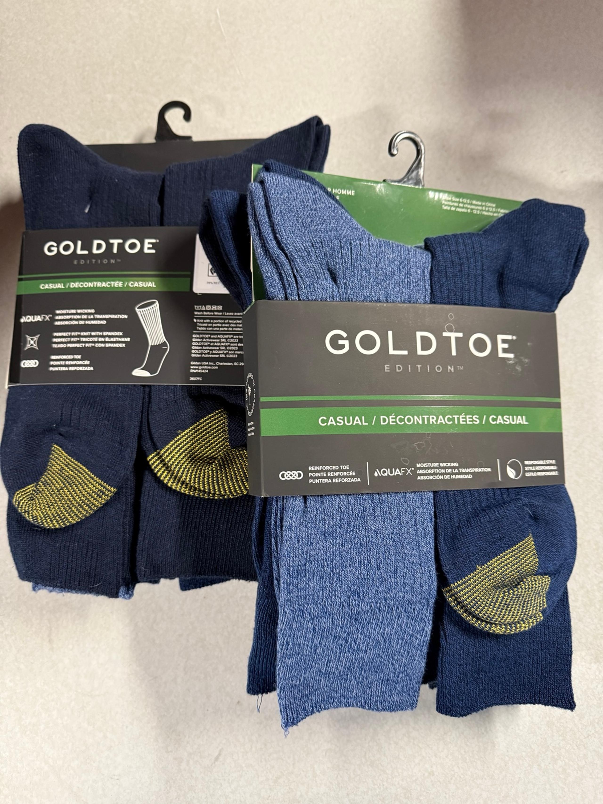 Men’s Gold Toe Crew Casual Socks - 12 Pairs - Shoe Size 6-12.5