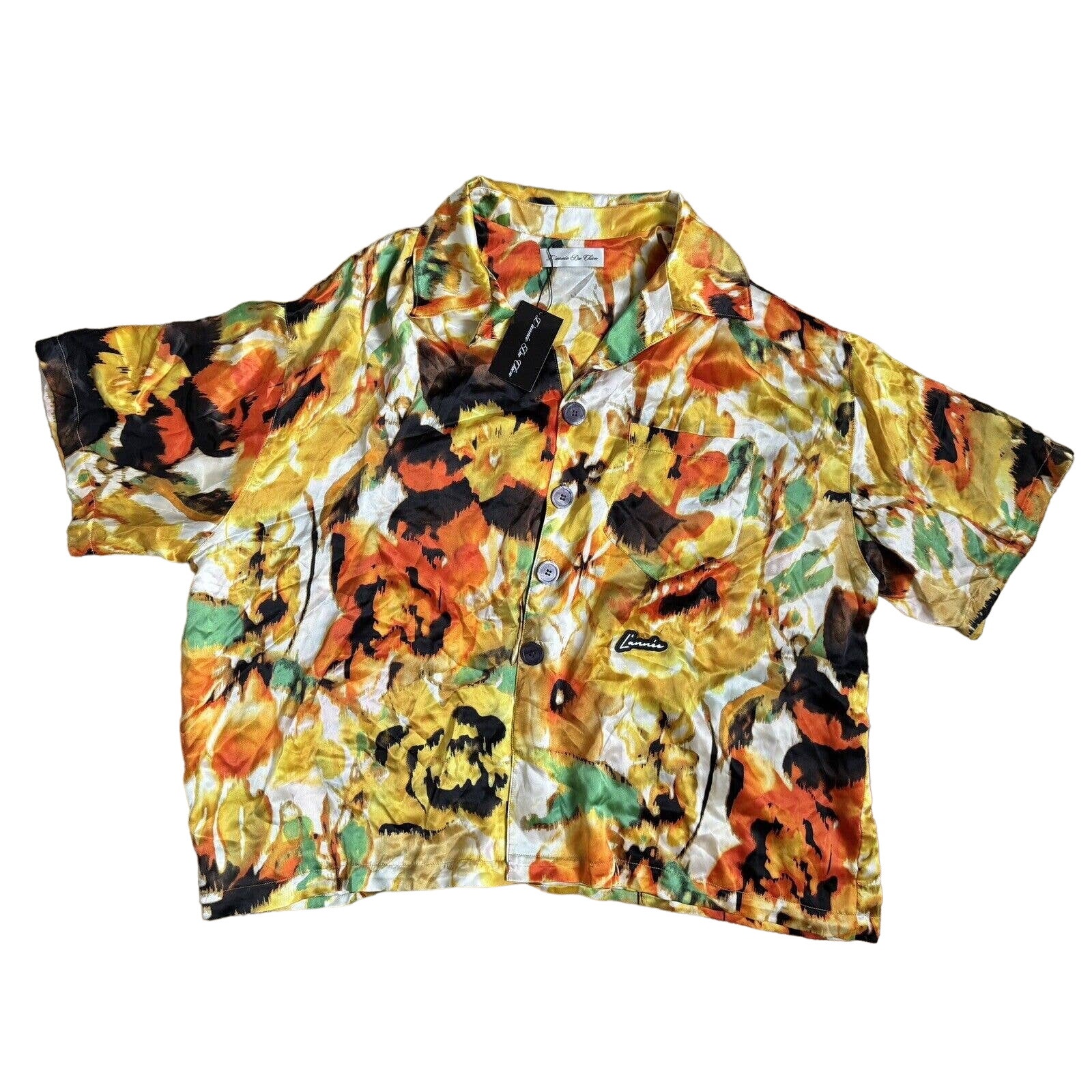 NEW Lannée Du Chien Mens Hawaiian Short Sleeve Button Down Shirt, Size XL
