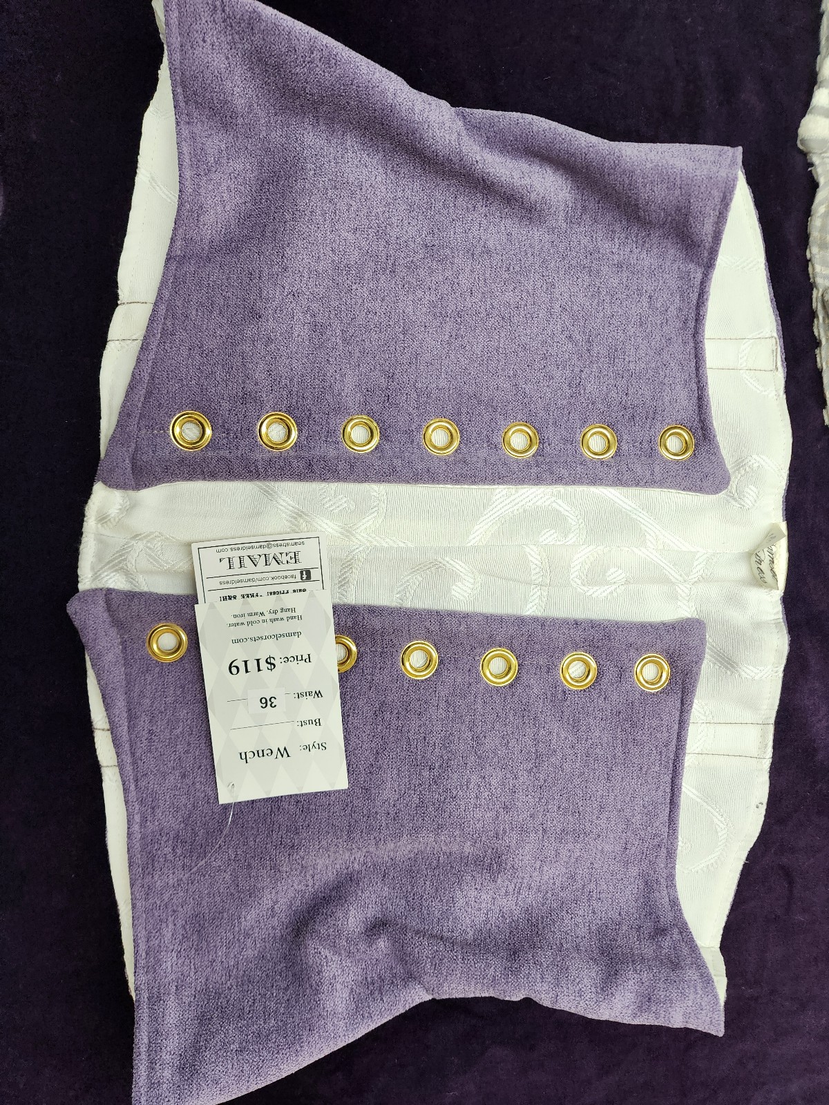 Damsel in this Dress Corset in Quite Contrary purple color. 36-38.