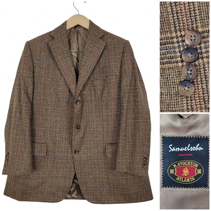 Samuelsohn Mens Blazer Sport Coat Two Button Bespoke Jacket 44-46R Cashmere Suit