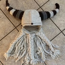 Hand crochet or knitted Viking horned hat