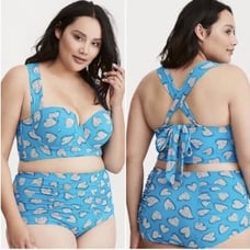 TORRID blue white hearts bikini top size 1