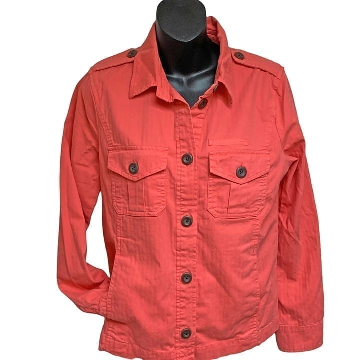 Gap Coral Twill Military Inspired Button Up Jacket Womens