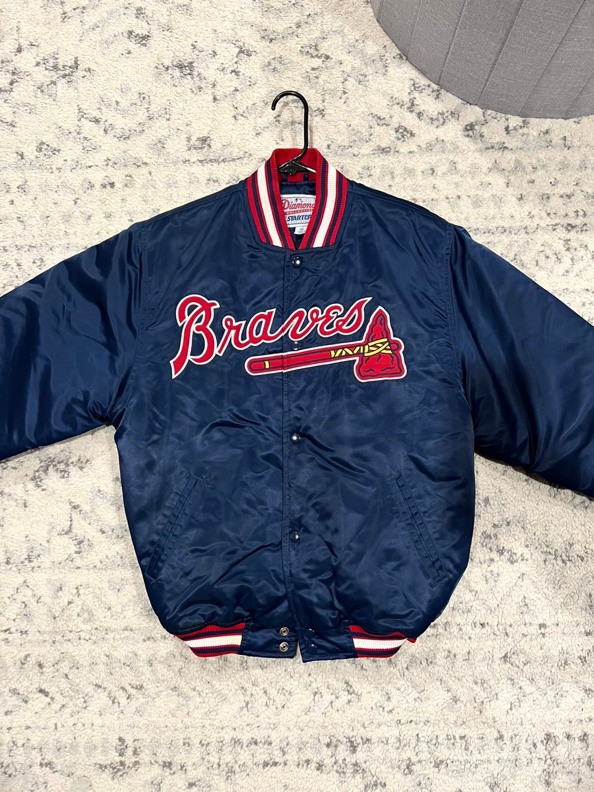 Vintage Starter 90's Braves Satin Bomber Jacket XL Diamond Collection