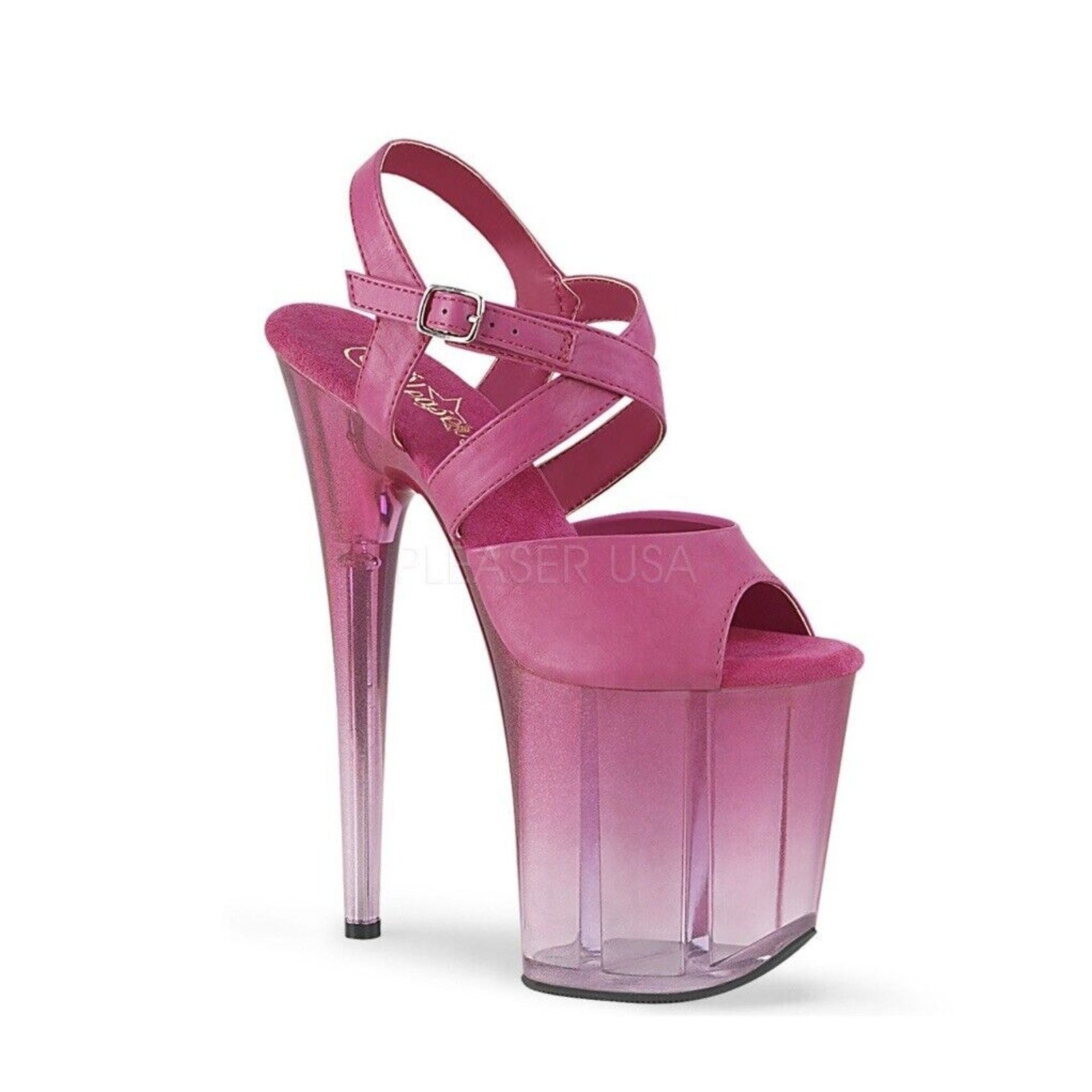 PLEASER 8 Heel 4 Platform Peep Toe Criss Cross Stiletto Sandals FLAM822T