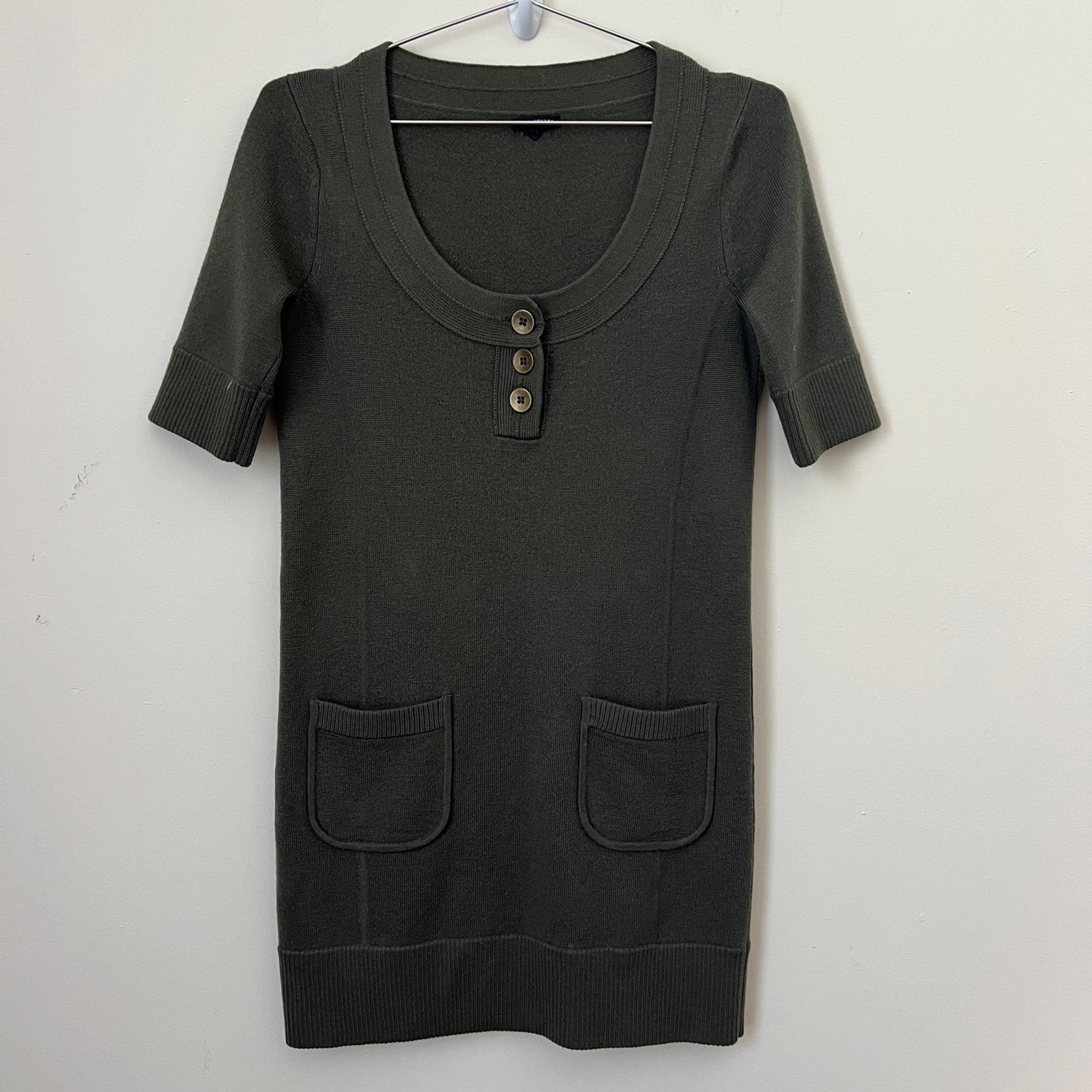 Club Monaco Women's Short Sleeve Olive Green Sweater Size S