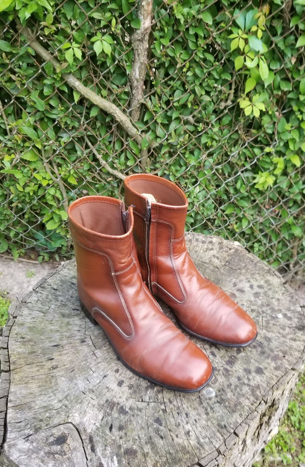 Vintage Mens Ankle Boots/Side Zip/Leathe