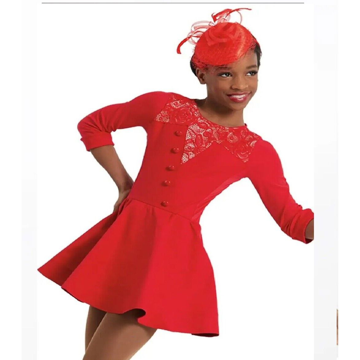 Dance Costume Large Child Red Weissman 11788 Jazz Rockette Dress
