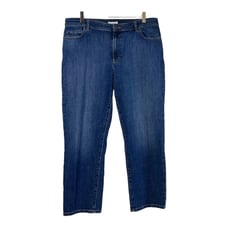 Eileen Fisher Cropped Jeans Mid Rise Dark Wash Relaxed Fit Women’s Size 14