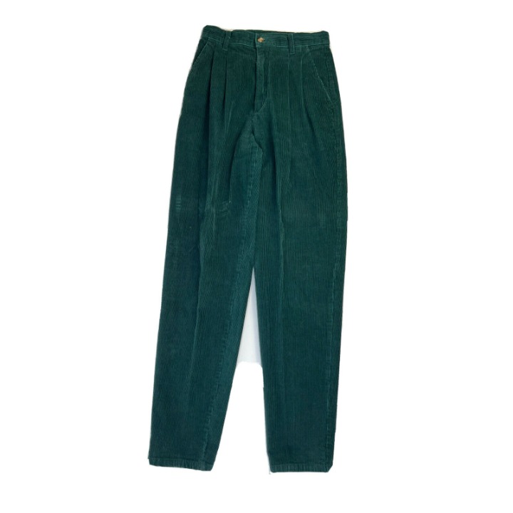 Vintage 90s Womens 5/6 Corduroy High Rise Pleated Tapered Leg Pants