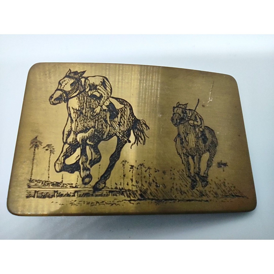 Off To The Races Ampersand Brass Kalamazoo Michigan AB Belt Buckle