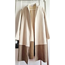 ZARA faux suede 2 block color open front duster cardigan w/pockets woman Sz M