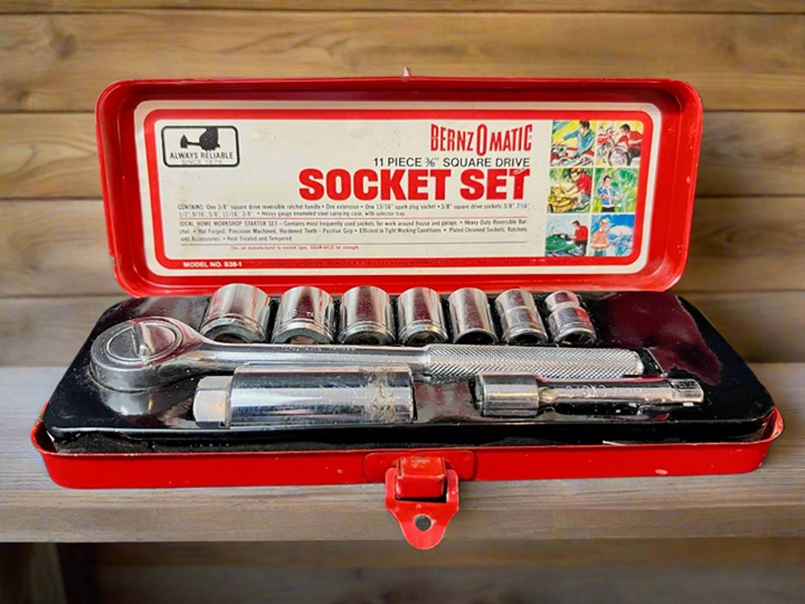 Bernz-O-Matic, 11 Piece 3/8" Square Drive Socket Set, No. S38-1, In Metal Case