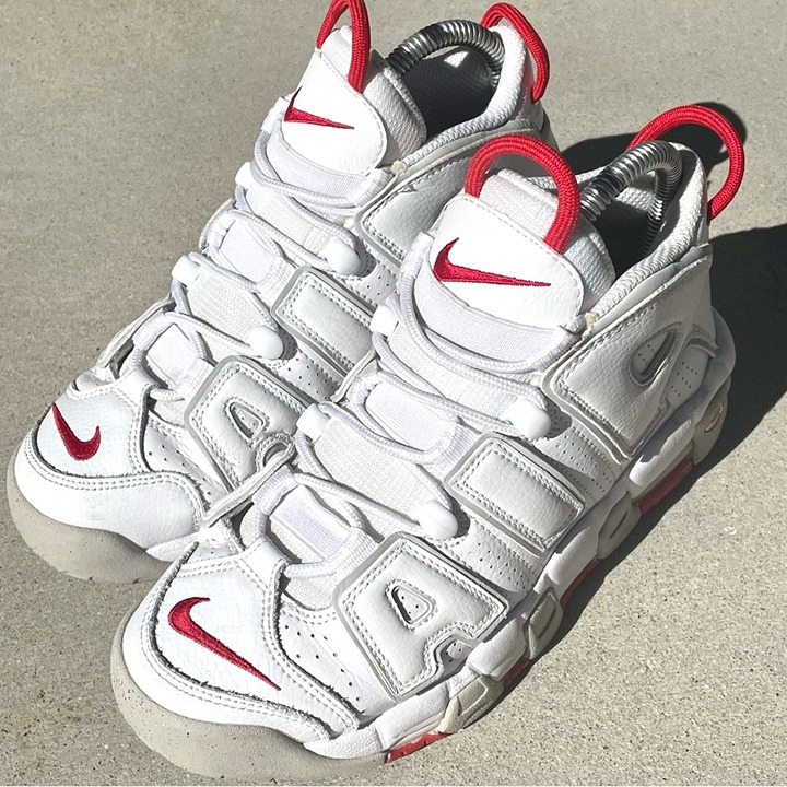 Nike Air More Uptempo 96 White Grey Fog University Red Sneakers DX8965-100 US5.5