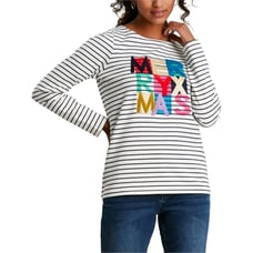 Joules Merry Christmas Harbour Top Size 10