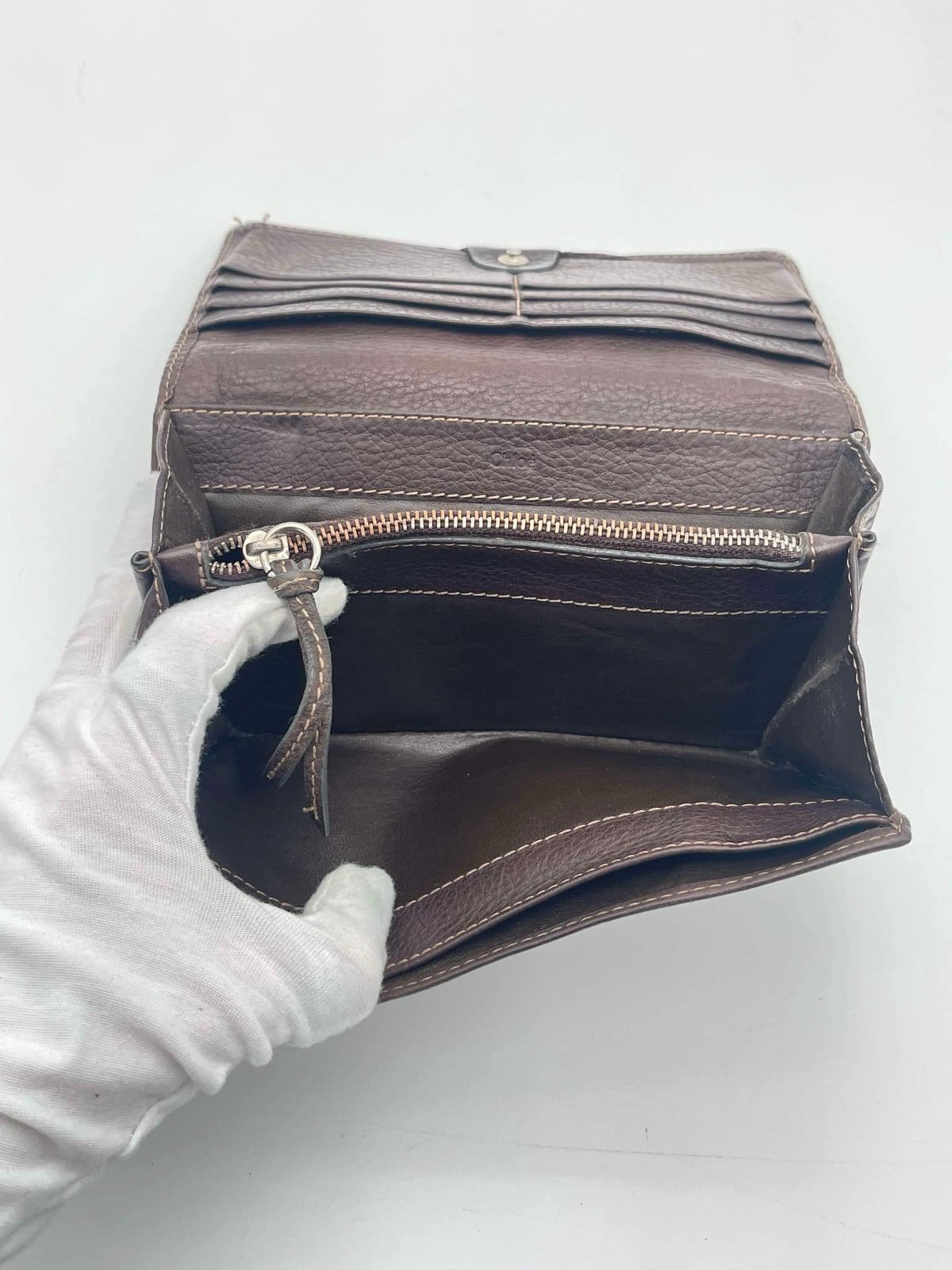 Chloe Leather Paddington Zip Around Wallet With COA- Free
