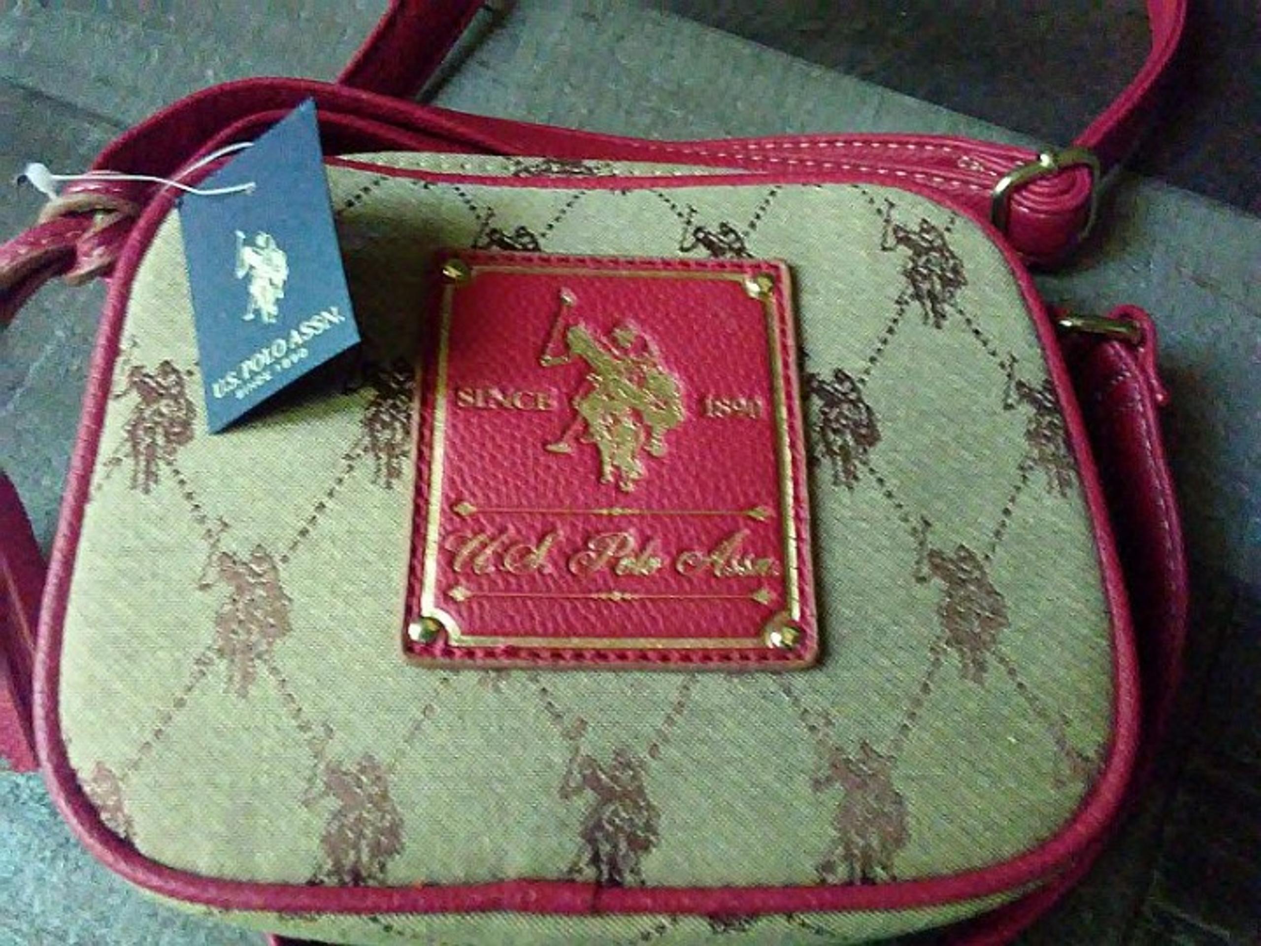 Crossbody Purse US Polo Assn, Tan/Red