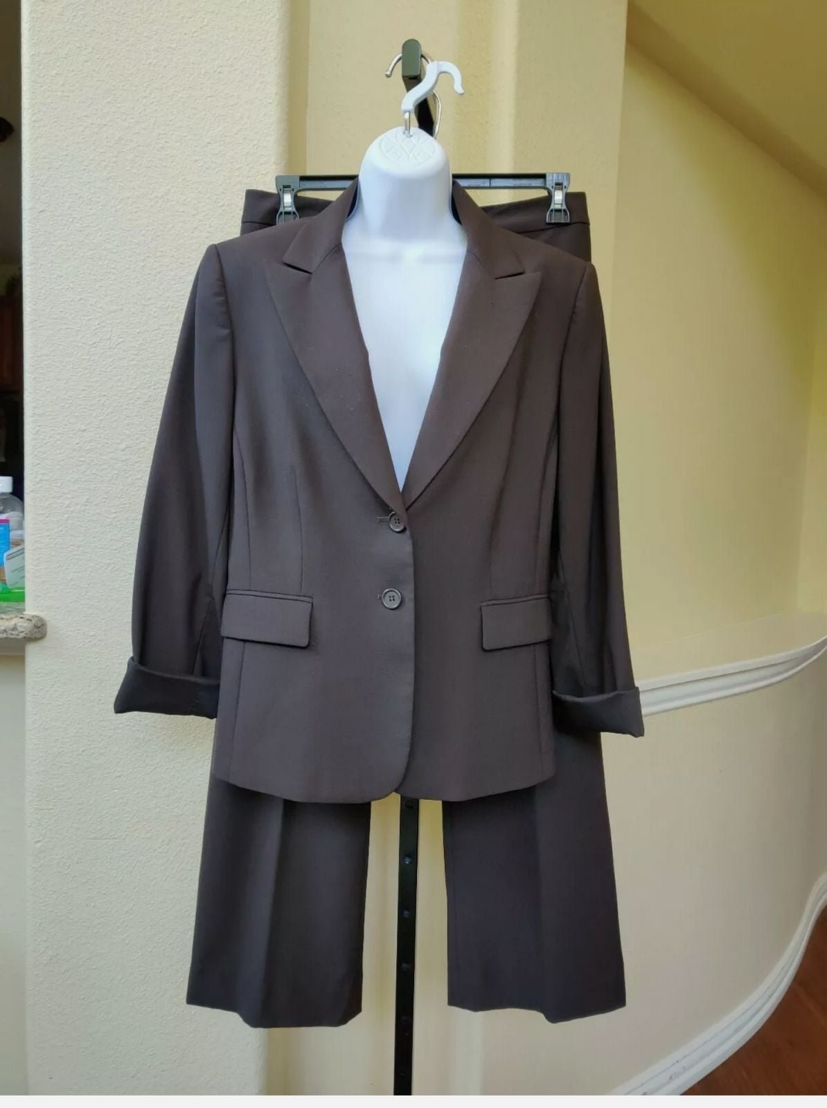 Alex Marie 2pc Rich Dark Brown Pant Suit