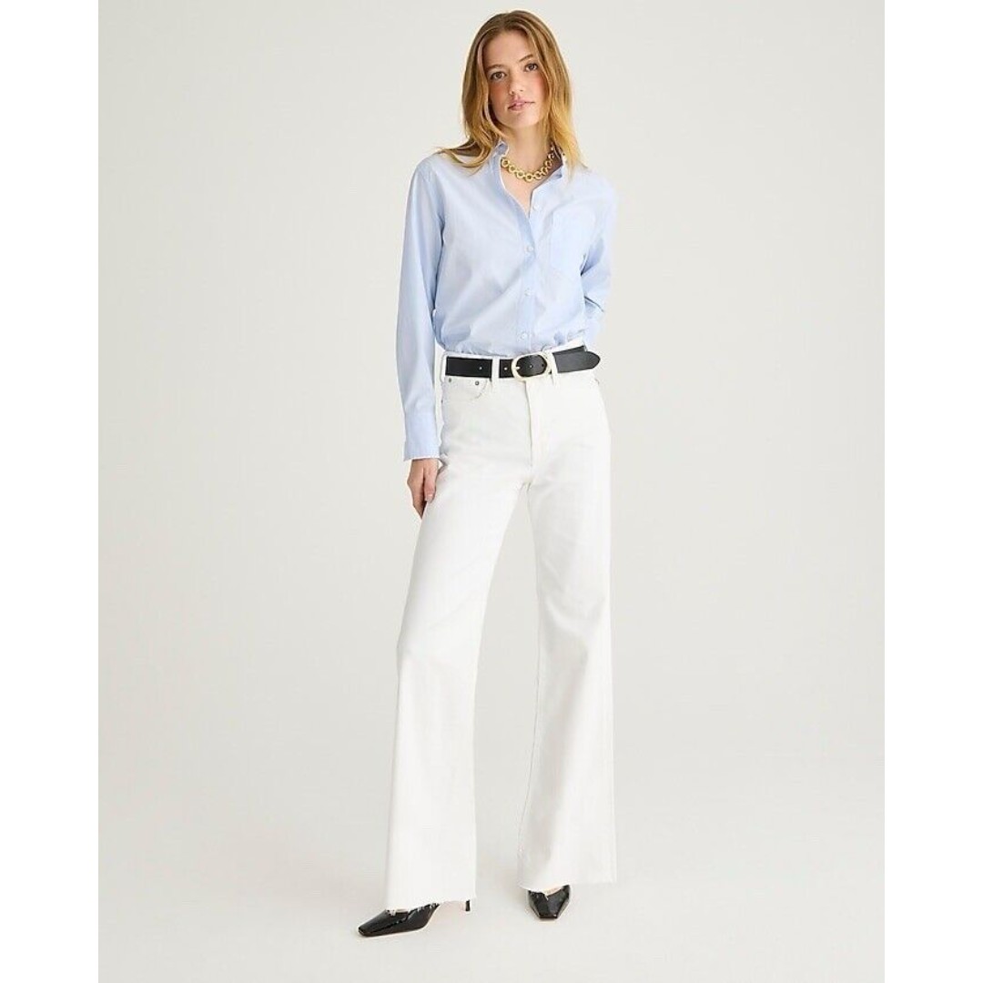 J.Crew Full-length slim wide-leg jean in white Denim NWT Size 26