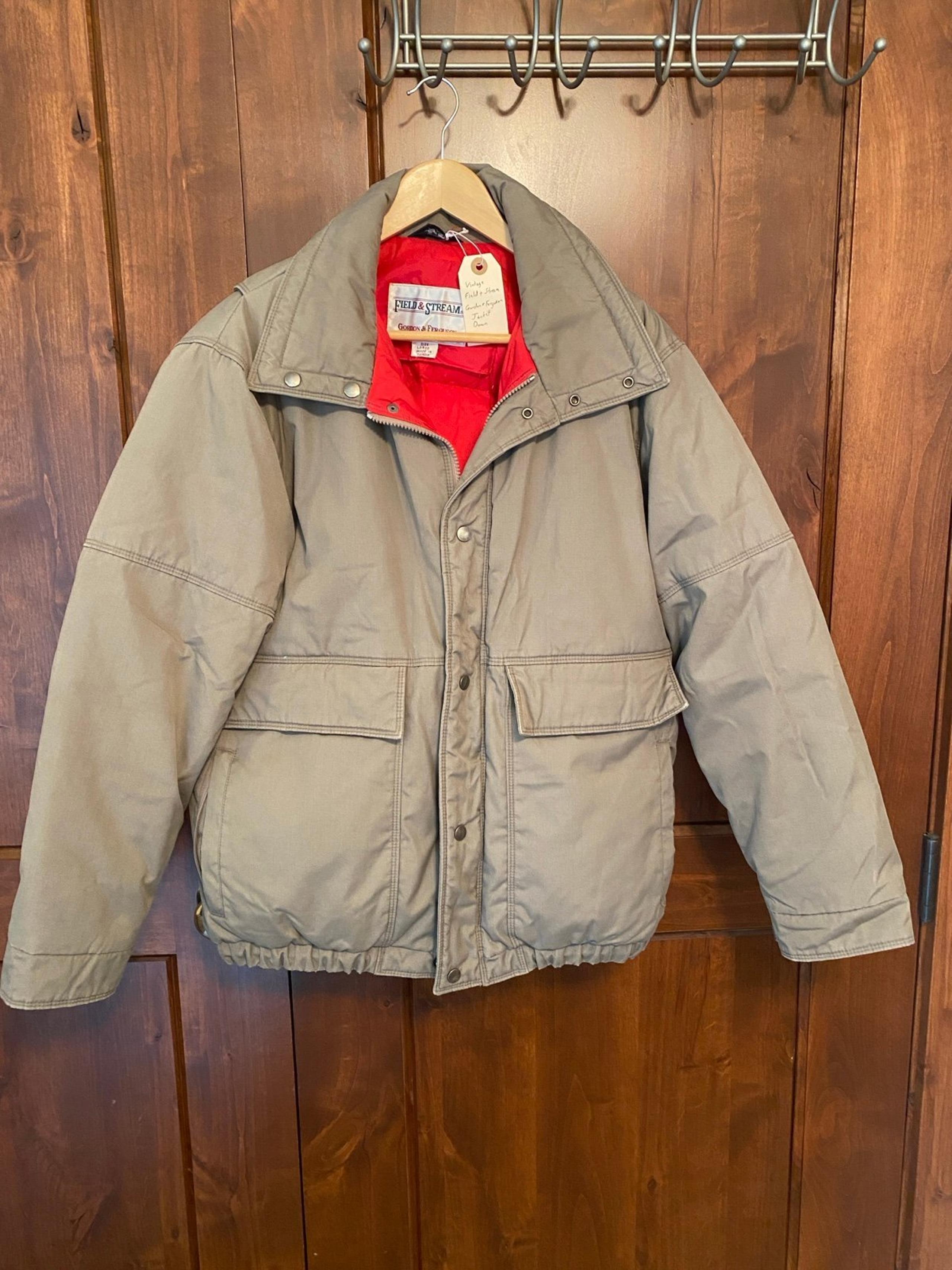 VTG Field & Stream Down Coat Mens L Tan Full zip & snap pockets Gordon&Ferguson