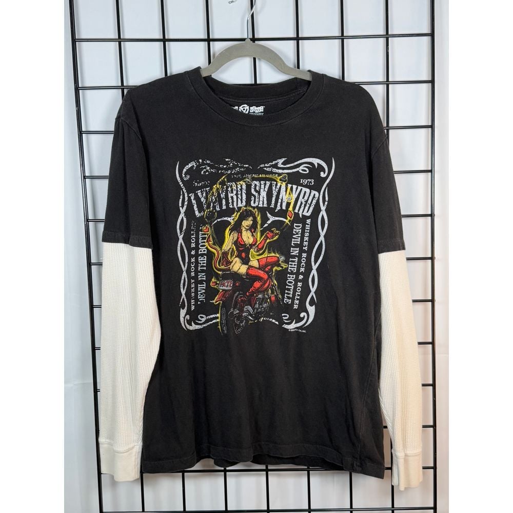 Lynyrd Skynyrd 2008 LS Band Tee Mens L Black Layered Grunge Retro Skater Punk