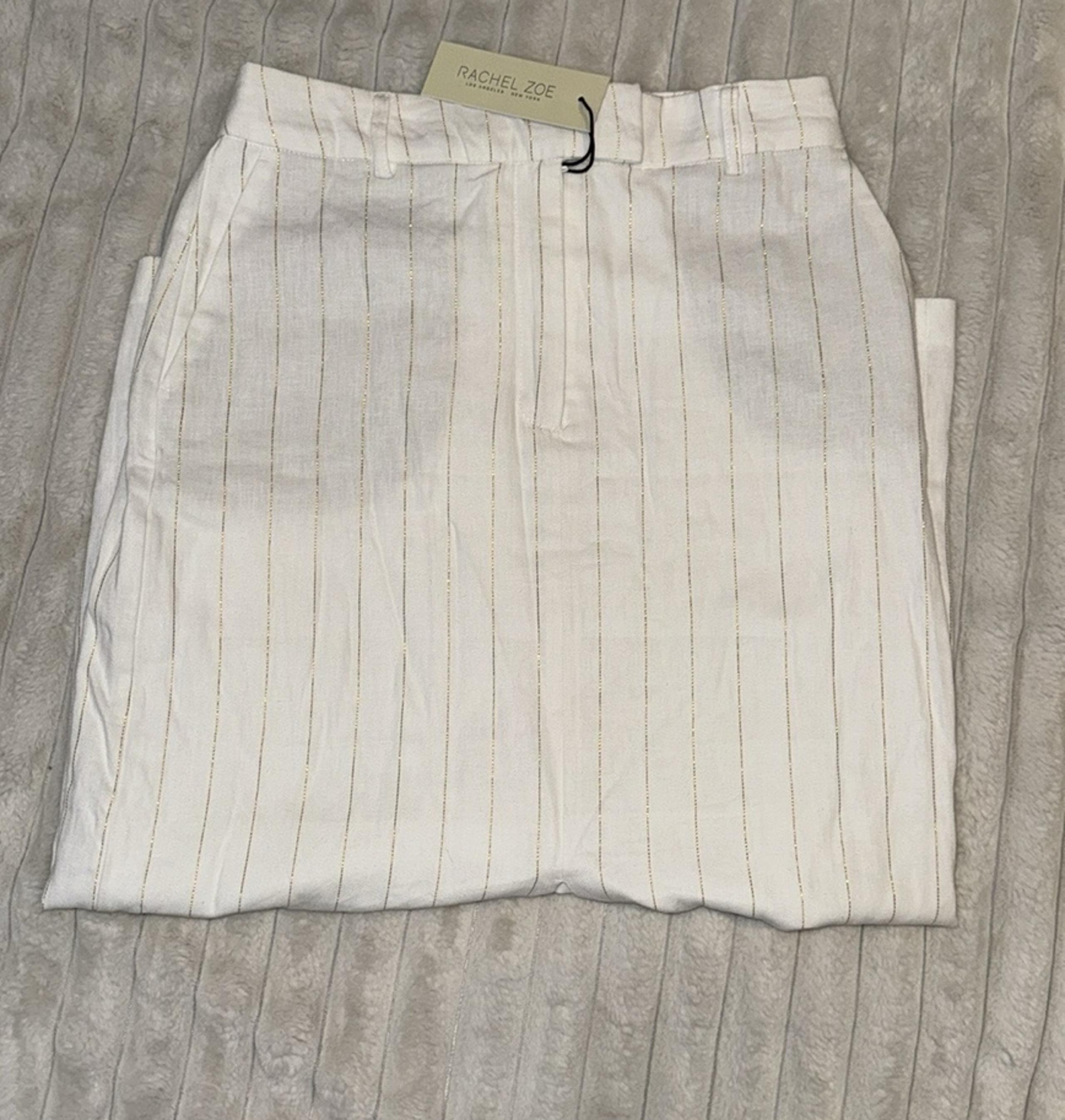 Rachel Zoe white with gold pinstriped maxi skirt size 6
