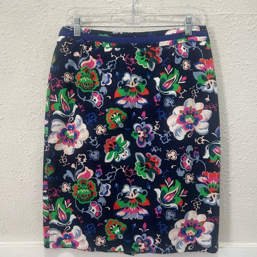 Boden Navy Floral Pencil Skirt Size 8R