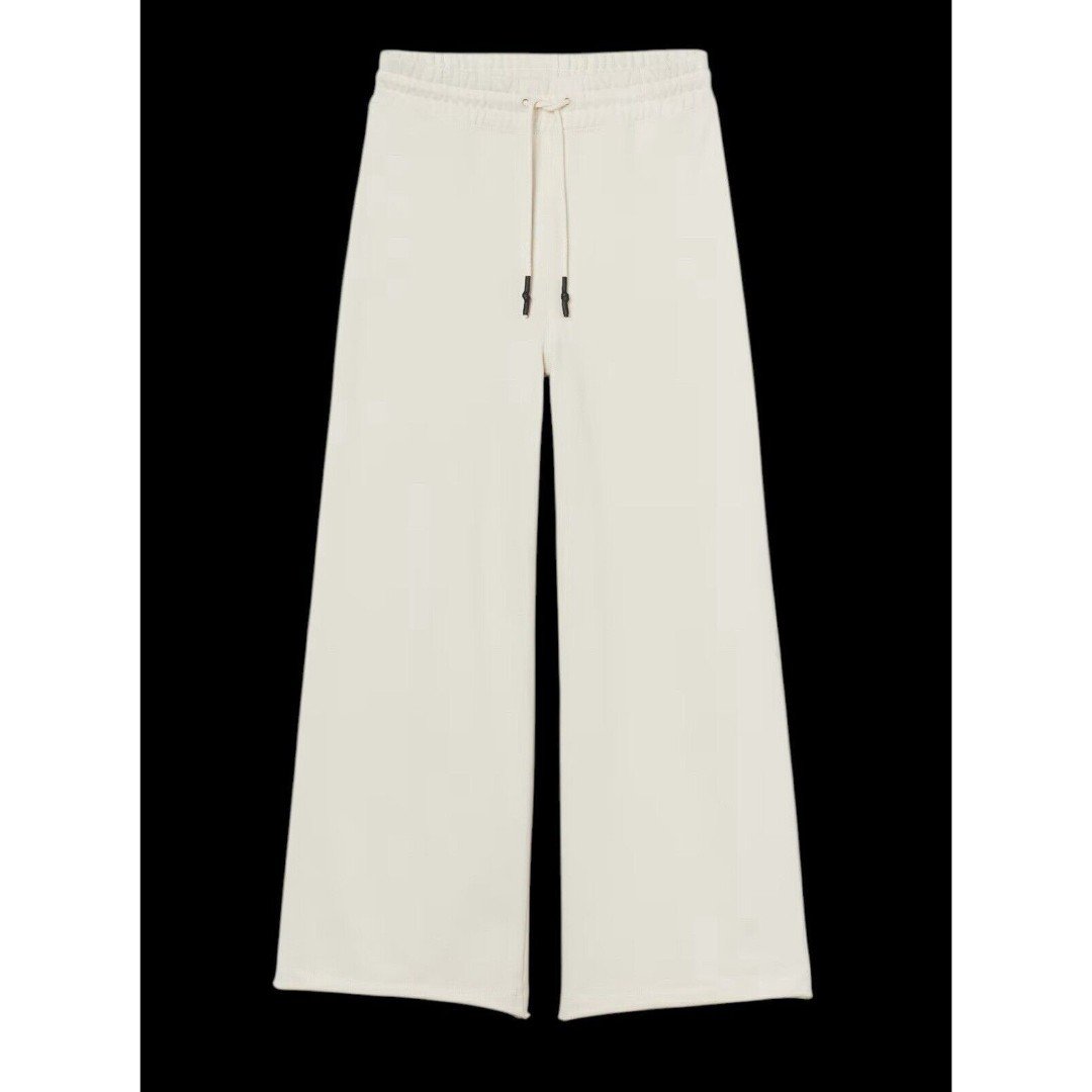 H&M Studio Womens Wide Leg Thick Organic Cotton Pants Size S Cream Gorpcore NEW