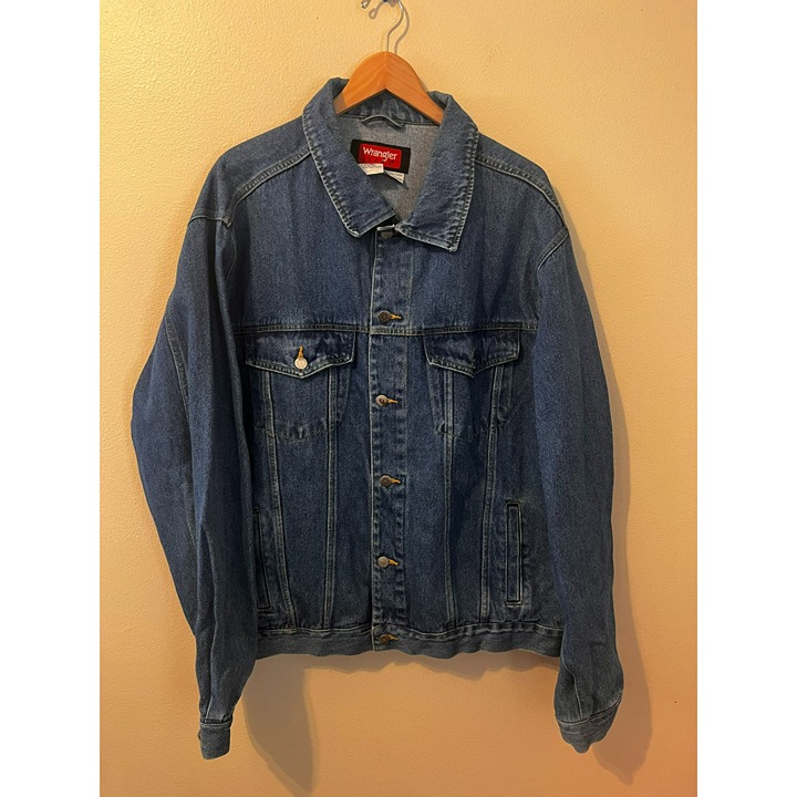 Men's Wrangler Hero Denim Jacket Medium Wash Size 2XL [EXCELLENT]