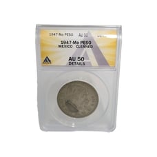 1947 Mo Mexico Independence War HERO Jose Maria Morelos SILVER Peso Coin