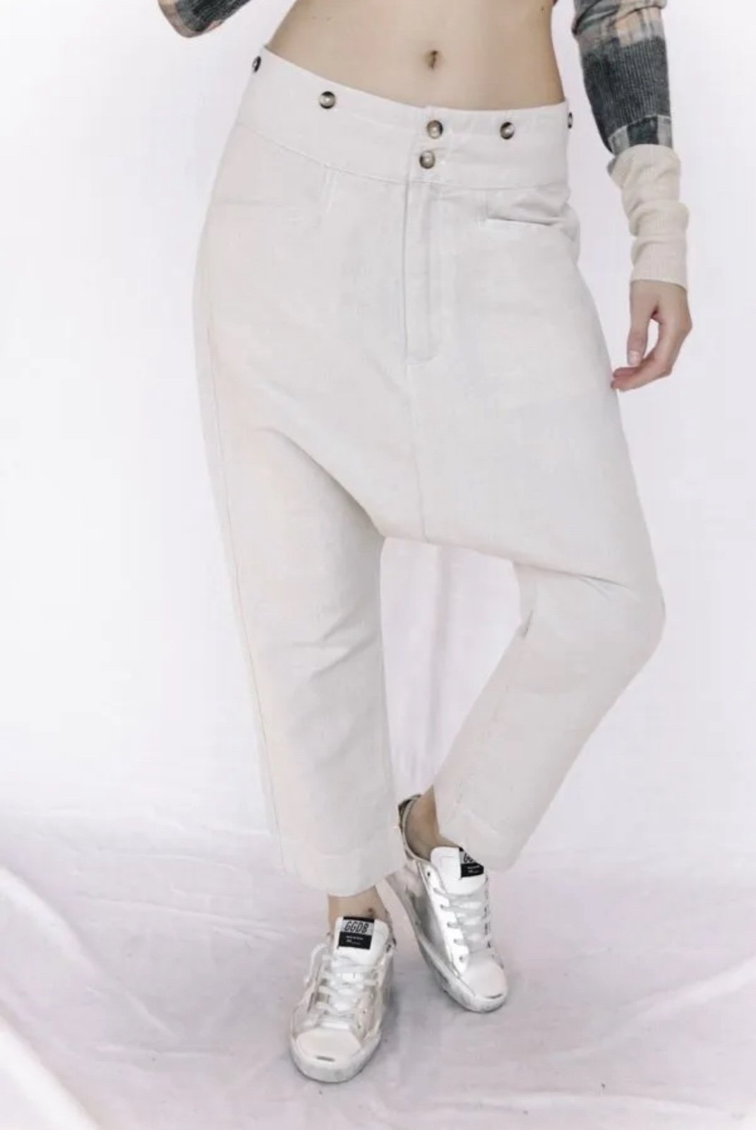 Burning Torch Drop Crotch Linen Trouser