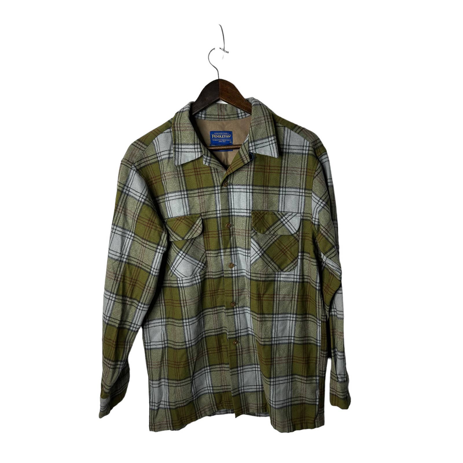 Pendleton Mens Eco Wise Wool Board Shirt Green Sz medium
