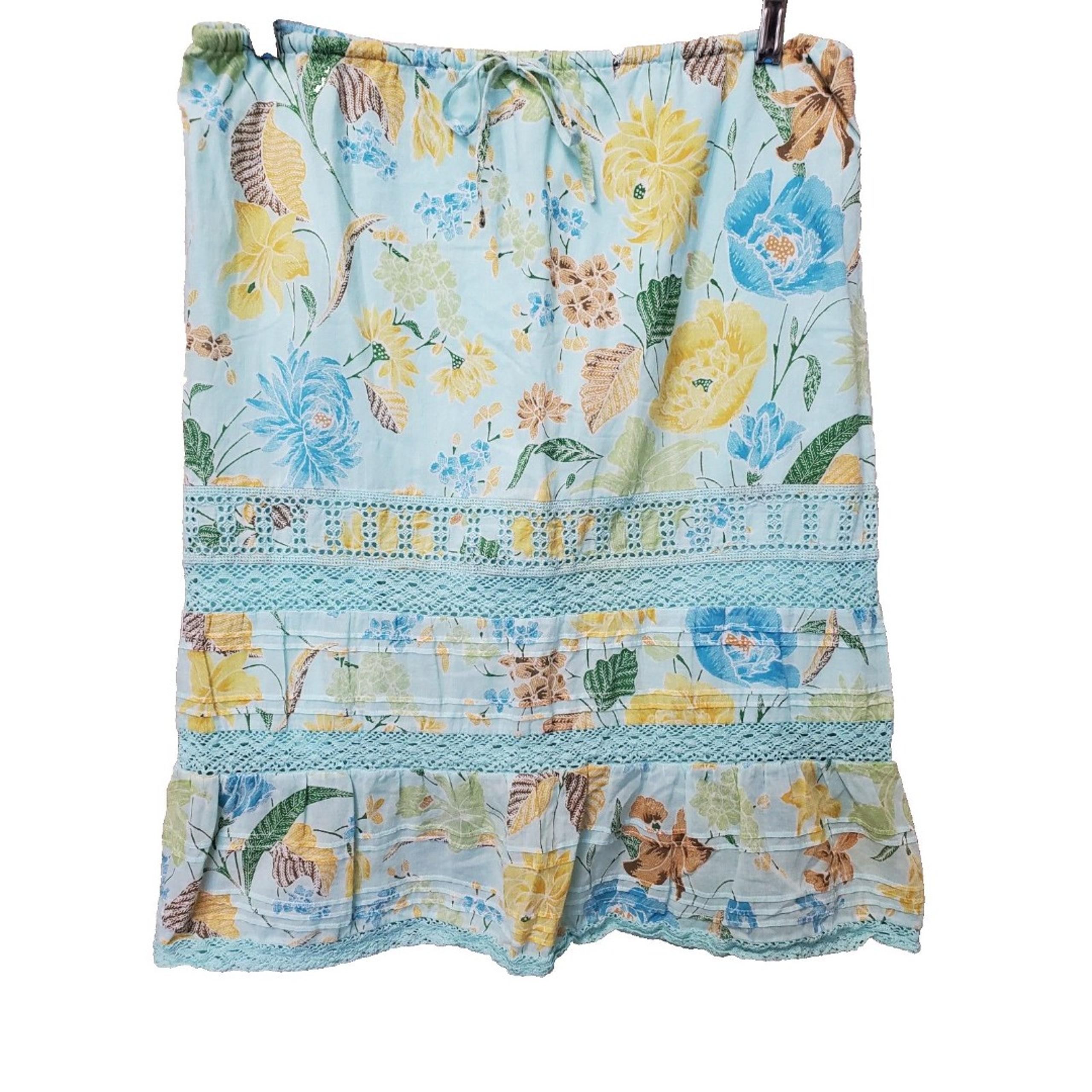 Banana Republic 100% Cotton Drawstring Waist Floral Lace Detail A-Line Skirt 12