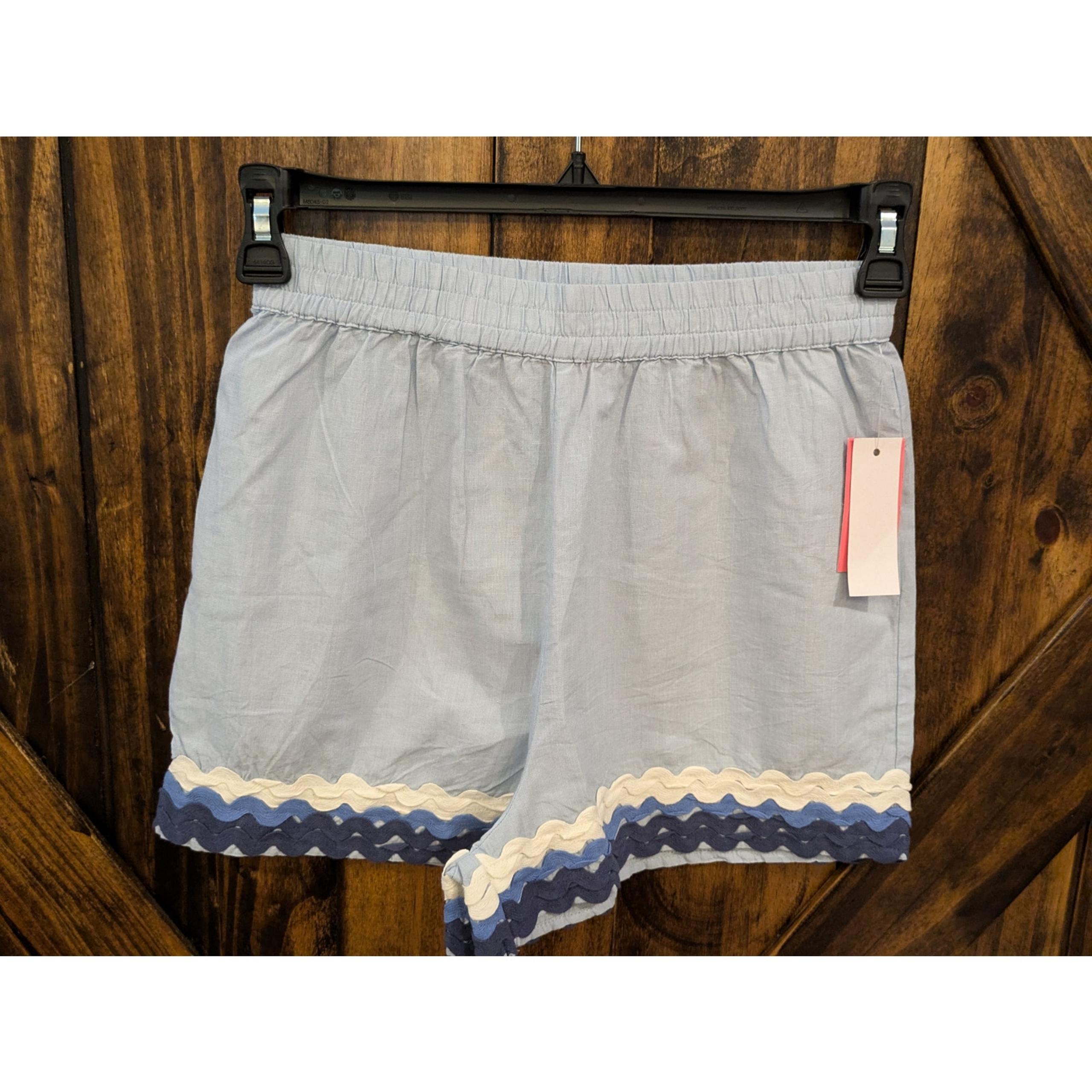 NWT Simply Southern Women's Pull on Blue RicRac Shorts Sz small