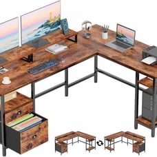 Furologee 66 L Shaped Computer Desk with Shelves, Reversible Corner Gaming Desk
