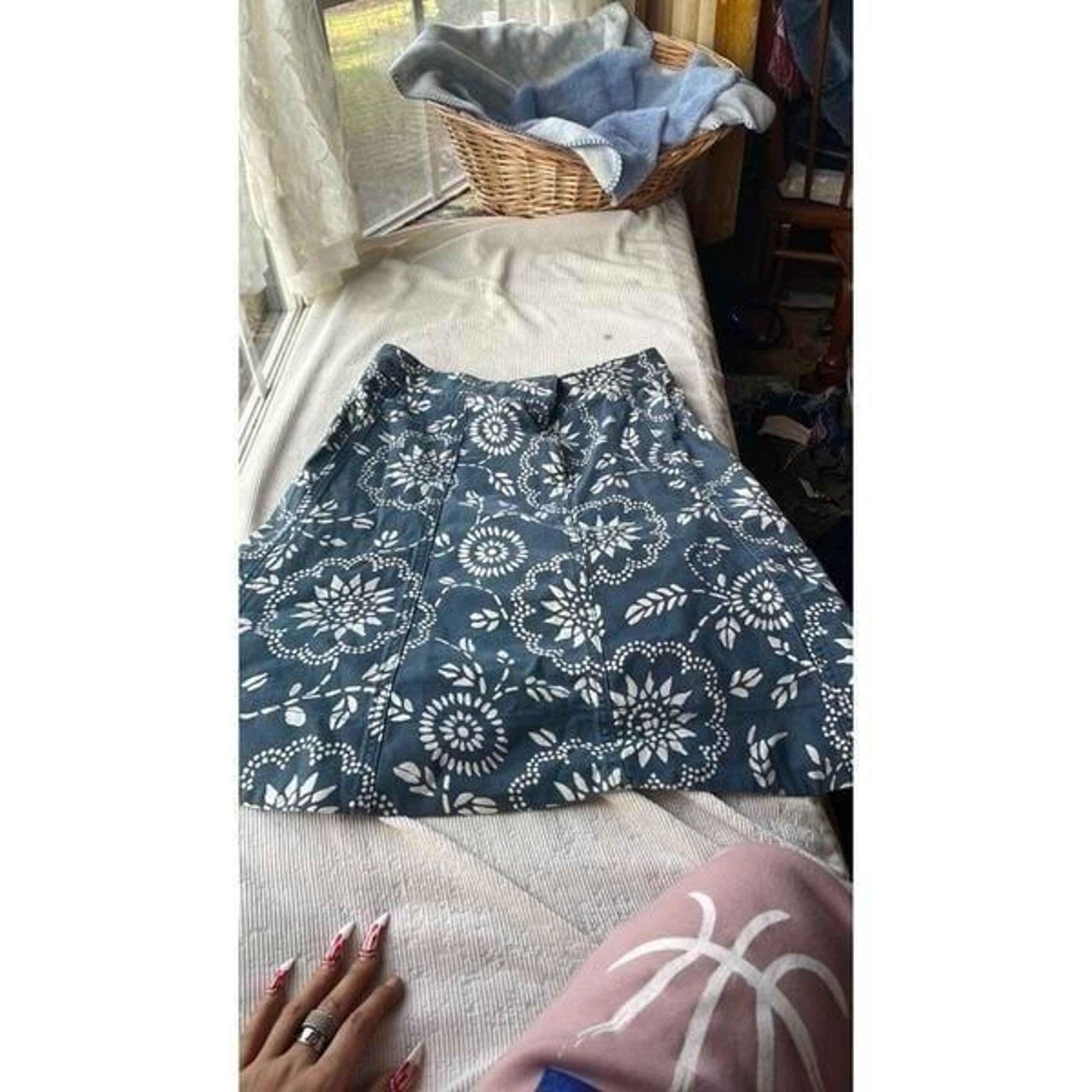 Gap pleated denim floral paisley skirt nwot